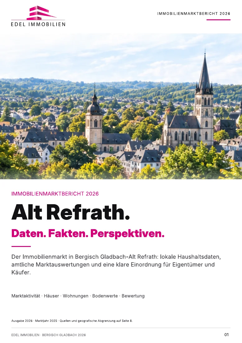 Originalcover Immobilienmarktbericht Alt Refrath 2026 – EDEL IMMOBILIEN